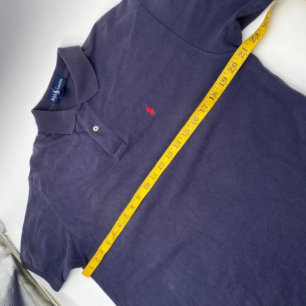 Ralph Lauren Classic Fit Polo Shirt Men Lar Navy Blue Cotton Pique Red Pony Logo